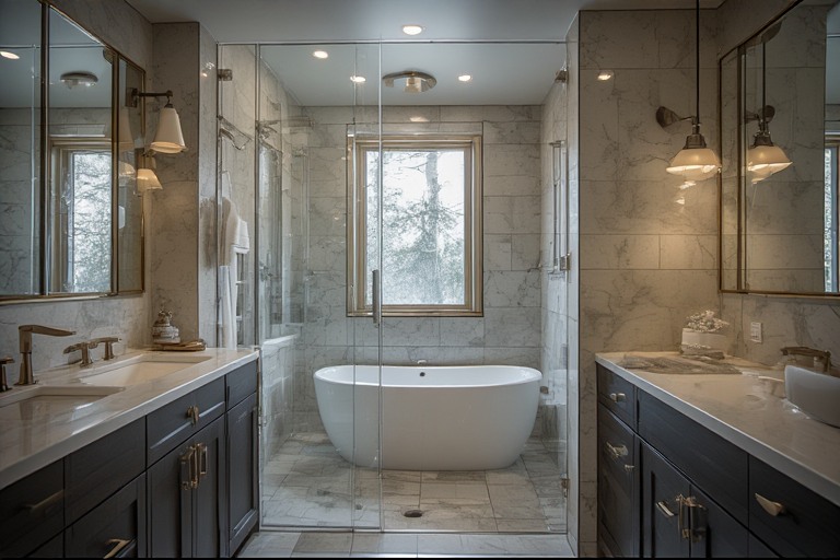 Mirror Paneled Bathroom Ceiling Design