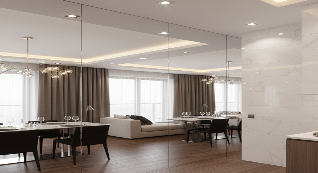 Mirrored Glass Partitions