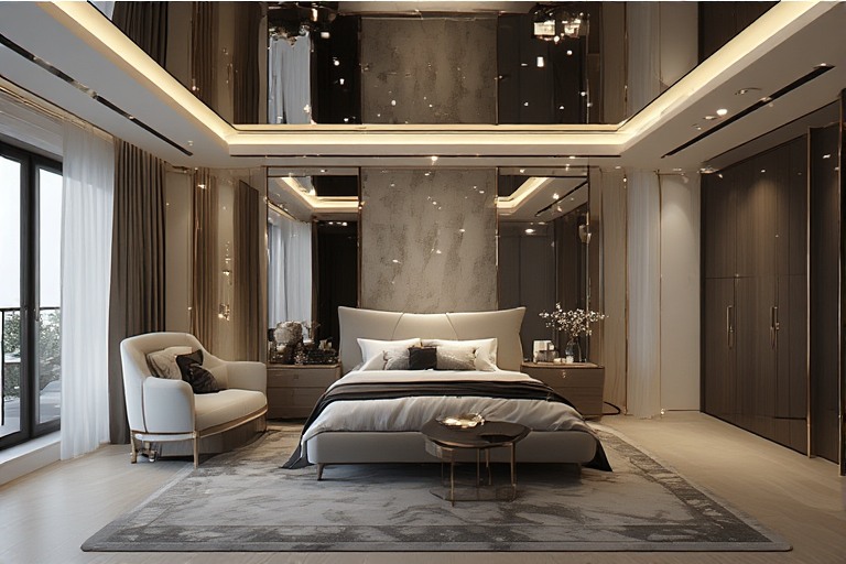 Mirrored Luxury Ceiling Design For Bedroom