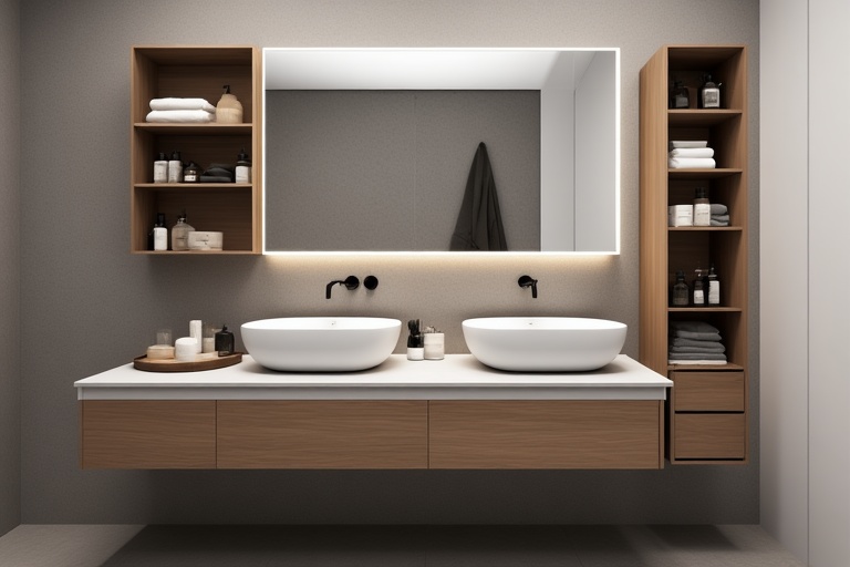 Mirrors with Built-In Storage Drawers for Space-Saving and Practical Bathroom Design