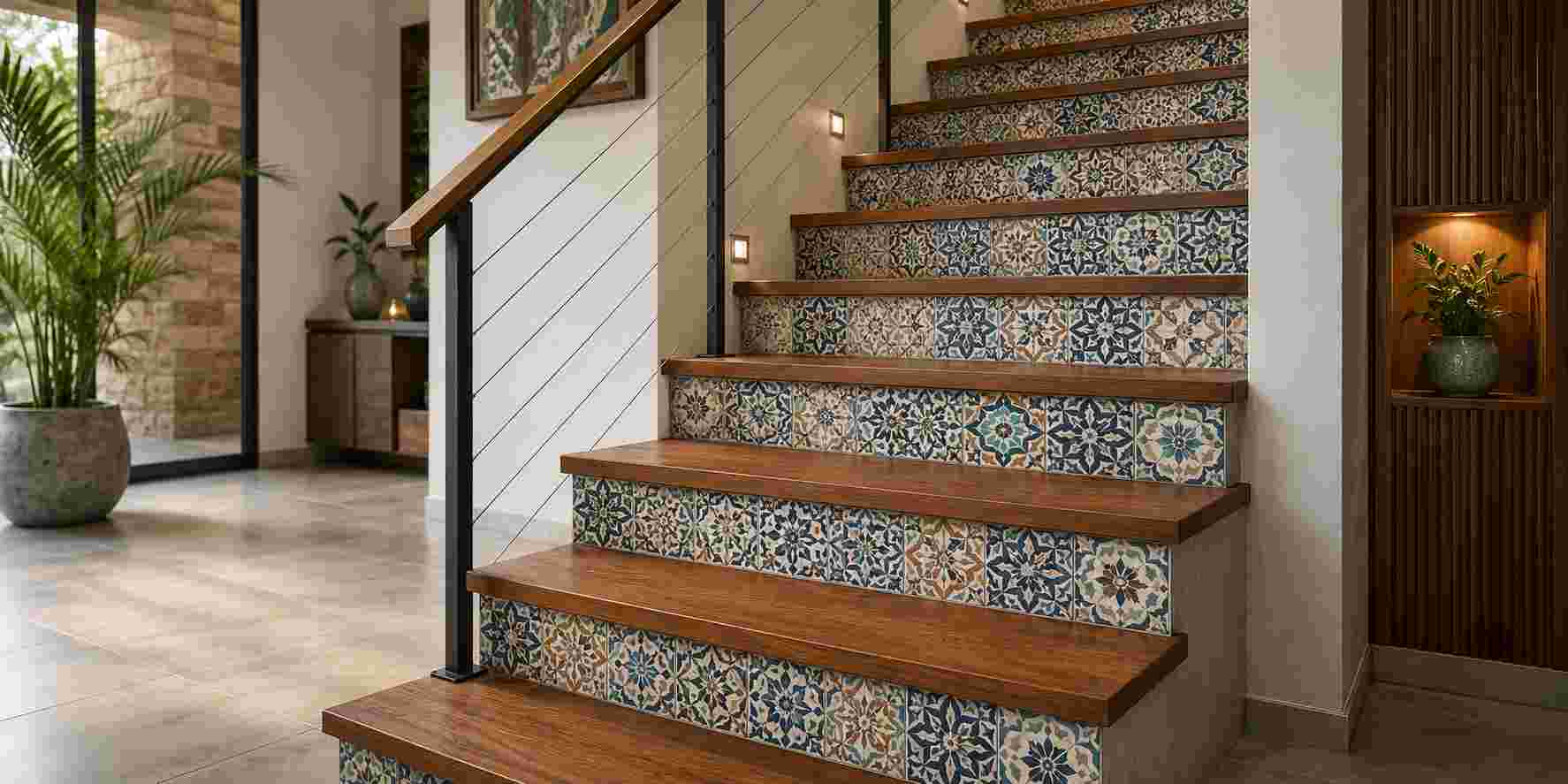 Mixed Material Wooden Staircase Design