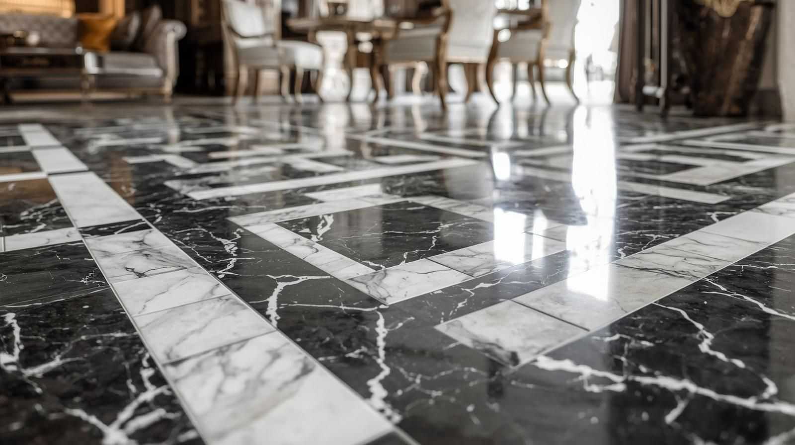 Mixed Pattern Tiles for Living Room Flooring