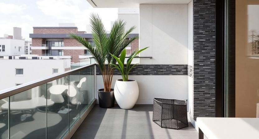 Modern Balcony with Contrasting Tile Layers