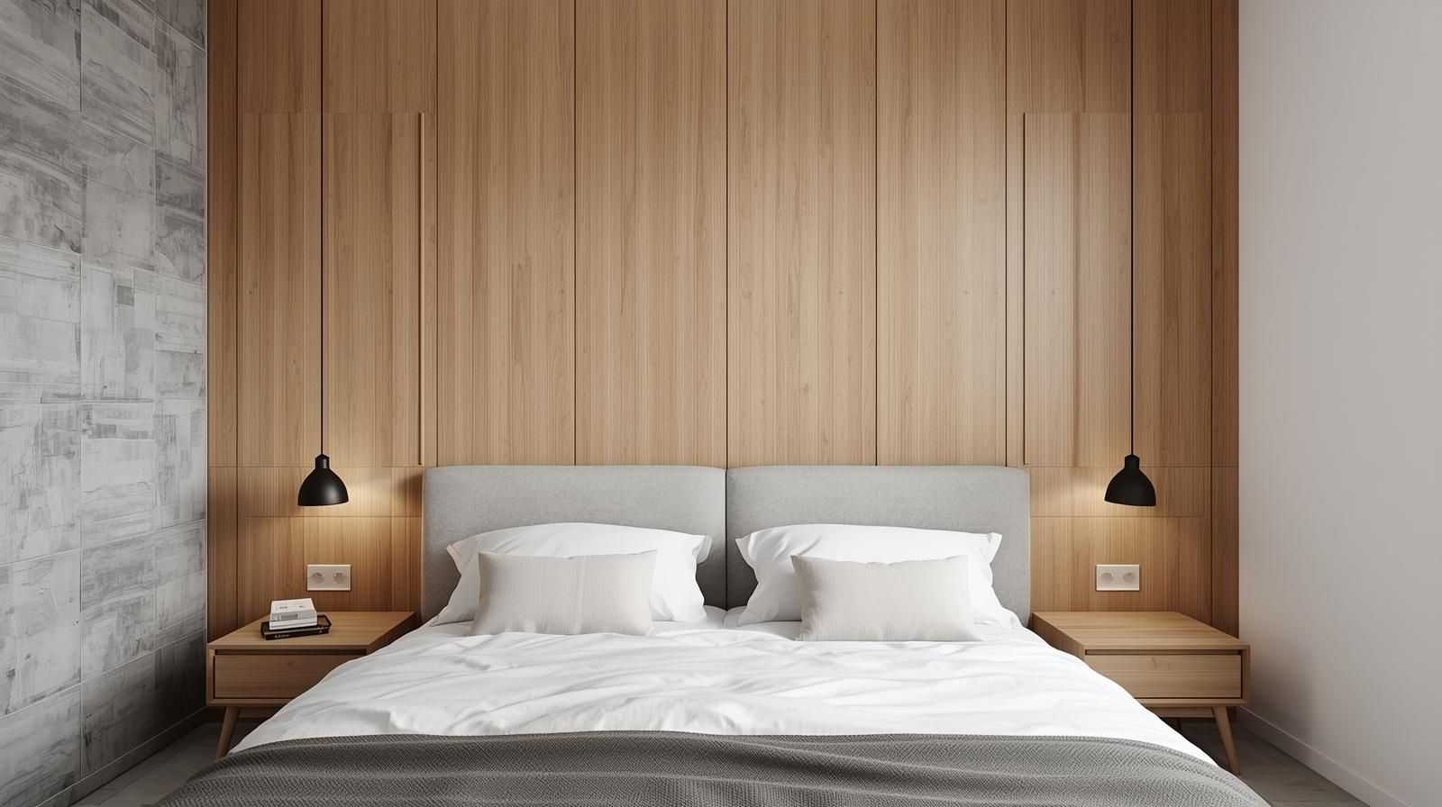Modern Minimalist Wood Panels with Matte Finish Tiles