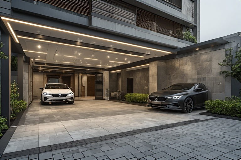 Modern Tile Finish Car Parking Design