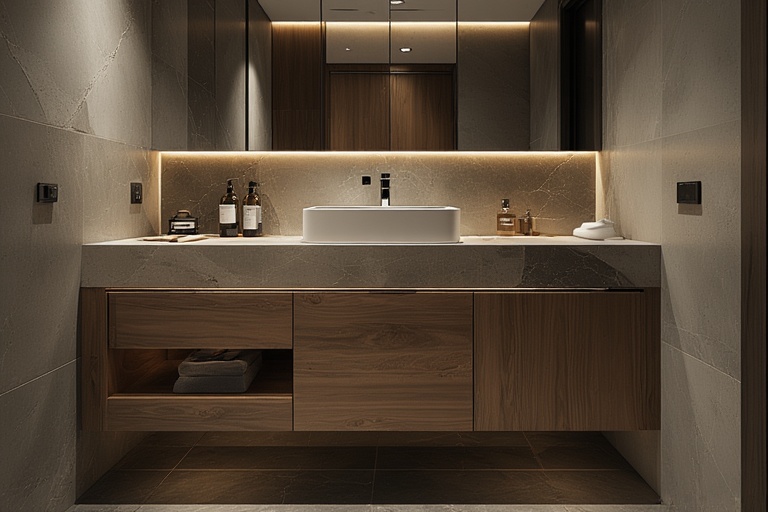 Modular Wash Basin Cabinet with Custom Storage for Flexible Bathroom Planning