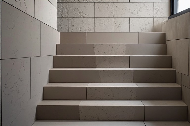 Monochromatic magic stairs colour design with coordinated tiles