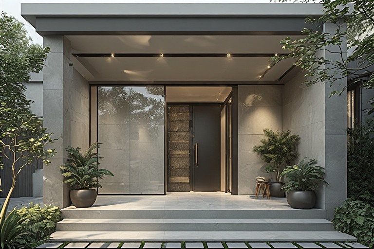 Monochromatic Portico Wall Tiles Design