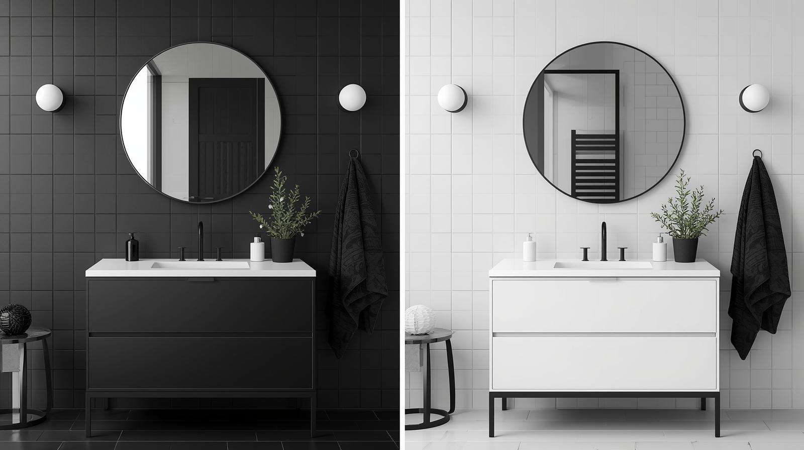Monochrome matt finish bathroom vanity design adds sophistication and elegance to minimalist spaces.
