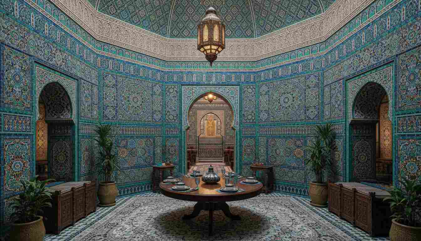 Moroccan inspired blue and green combination tiles