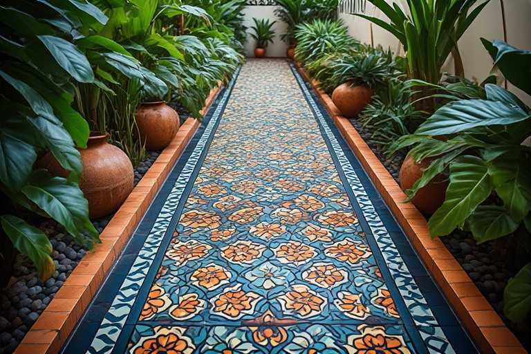Decorative Moroccan patterned footpath tiles for vibrant courtyard paths