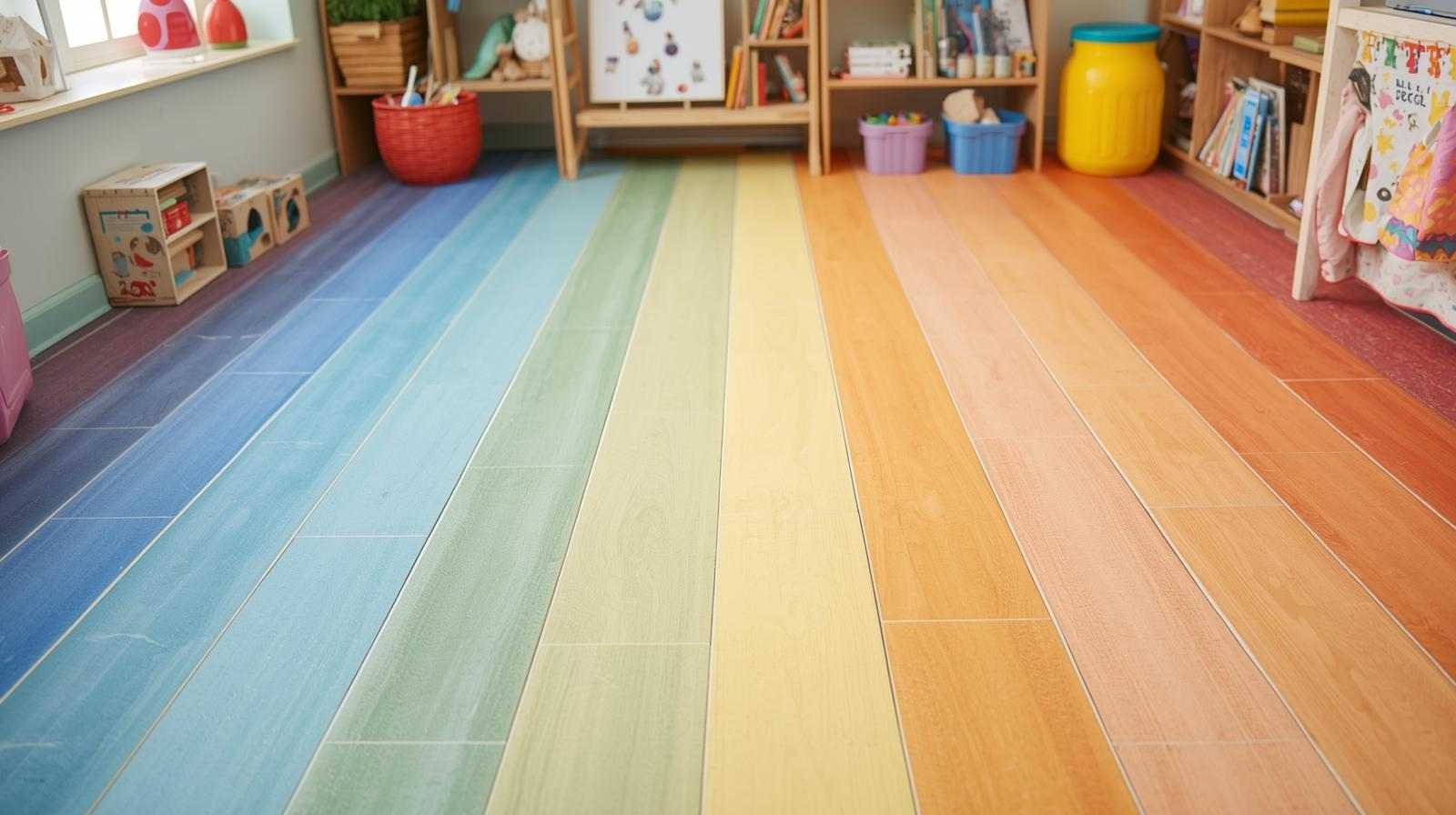 Multi-Coloured Gradient Floor Tile Border Ideas