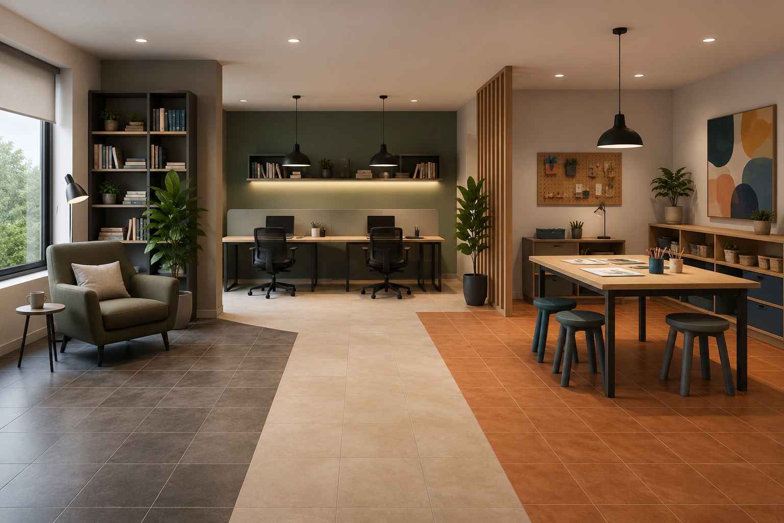 Study Room Design with Multi-Tone Finish