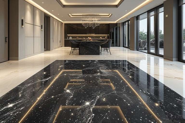 Multi-Tone Black Galaxy Granite – Premium, Starry & Luxurious Modern Flooring