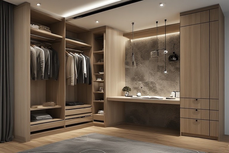 Multifunctional Corner Wardrobe with Study Table