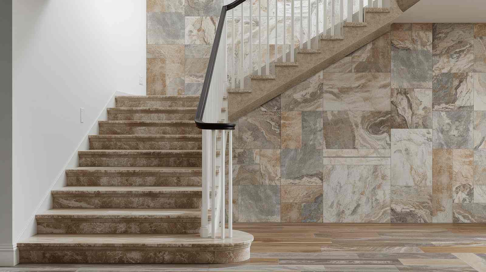 Natural Stone Tiles for Timeless Staircase Wall Design