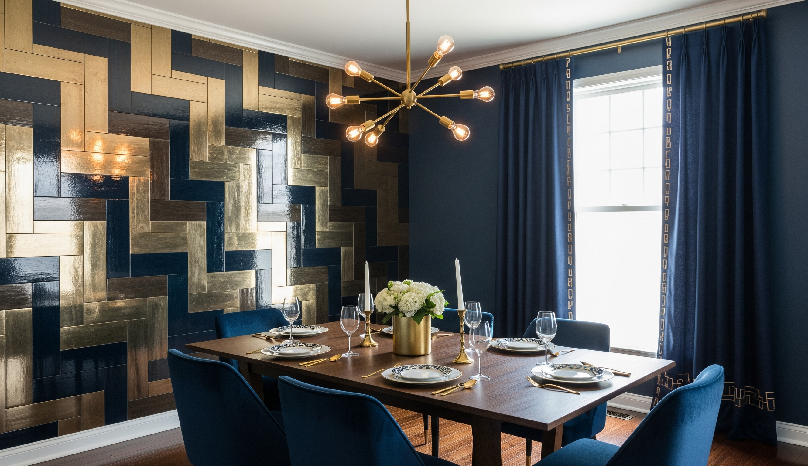 Navy & Gold with Geometric Metallic Tiles