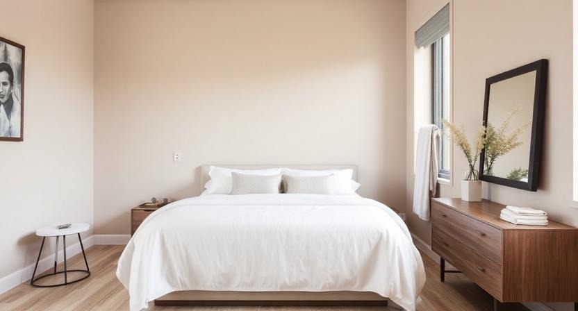 Neutral Beige Walls with Wood-look Tiles