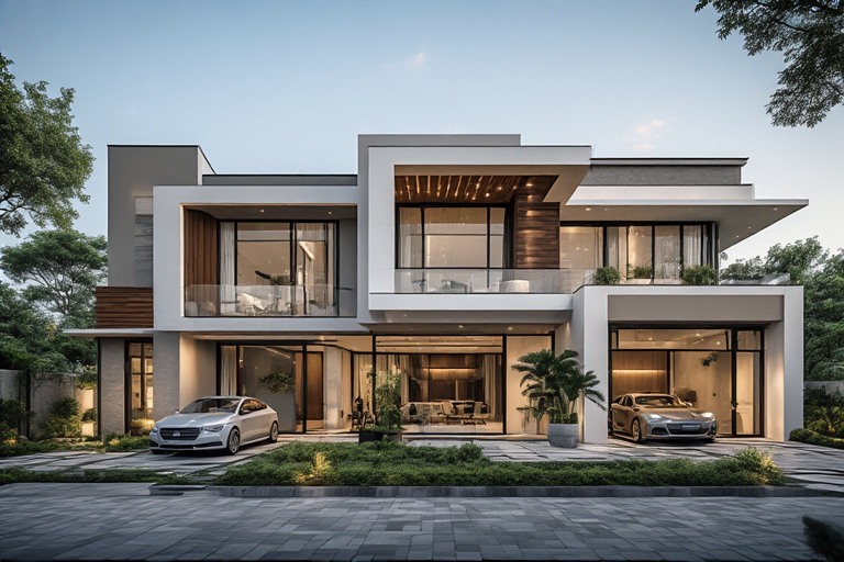 Ground Floor Elevation Design with Neutral Colour