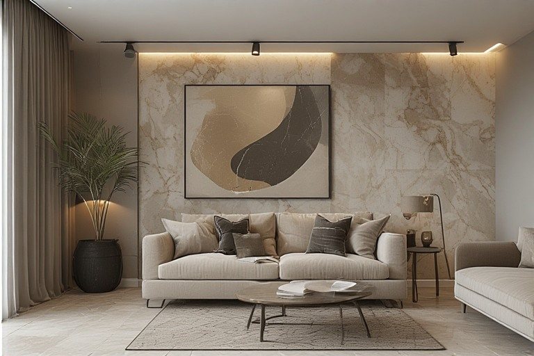 Neutral contemporary house design using beige and grey colour combinations