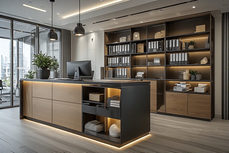Office Counter Design with Integrated Storage