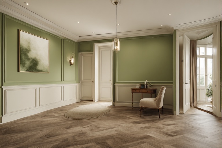 Olive Green and Cream Combinations Ideas for Hall Interior Walls for a Natural and Relaxed Ambience