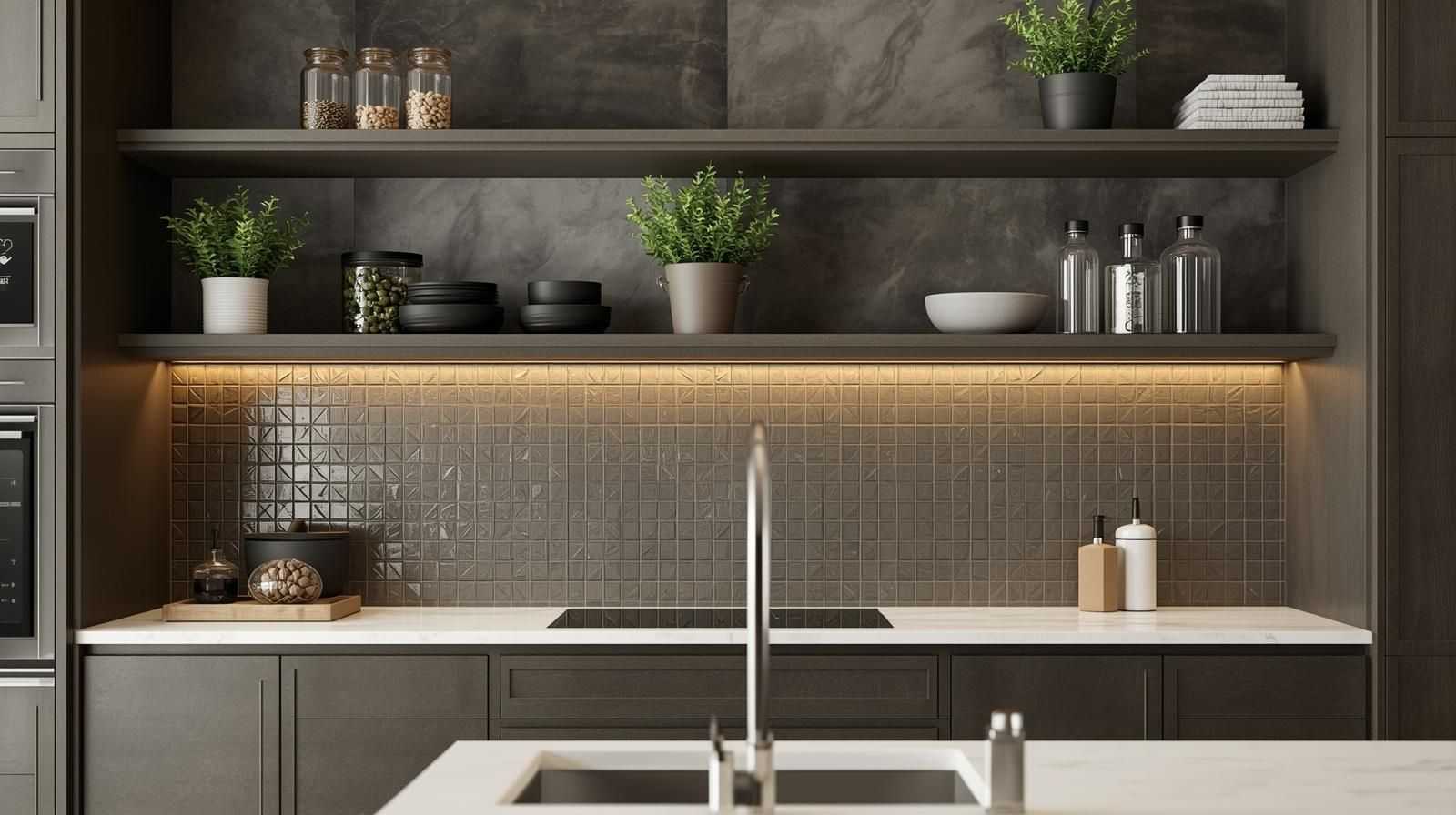 Open Shelving Mixed with Closed Cabinets