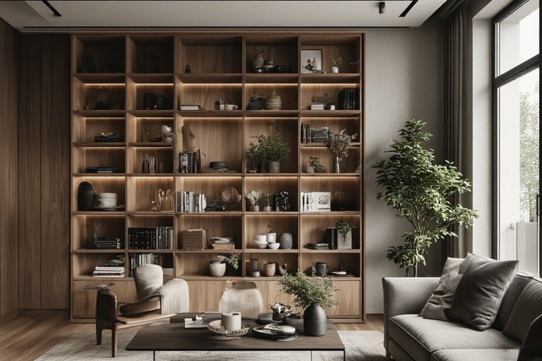 Open Shelving as a Partition - Decorative and Functional