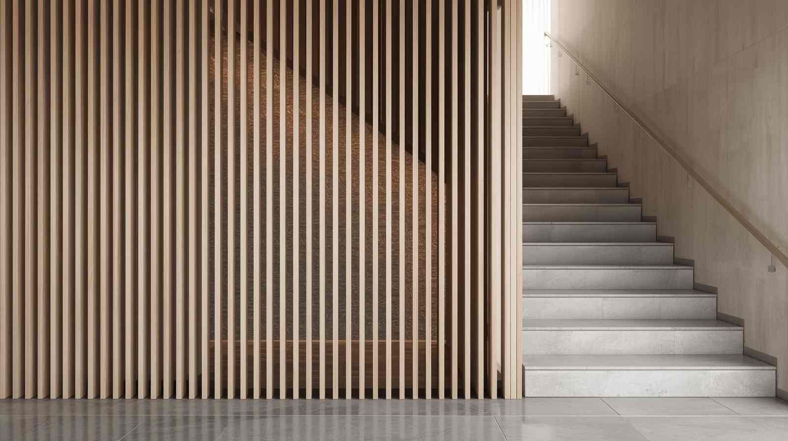 Open Slatted Partition with Designer Tile Border
