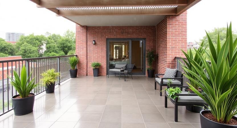 Open Terrace Balcony with Anti-Skid Ceramic Tiles