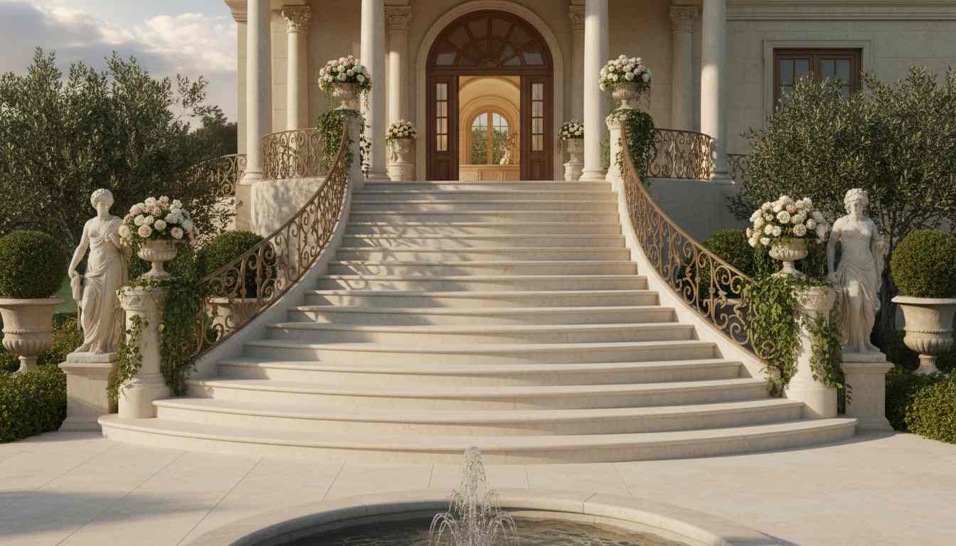 Outdoor marble stairs design for home entryways