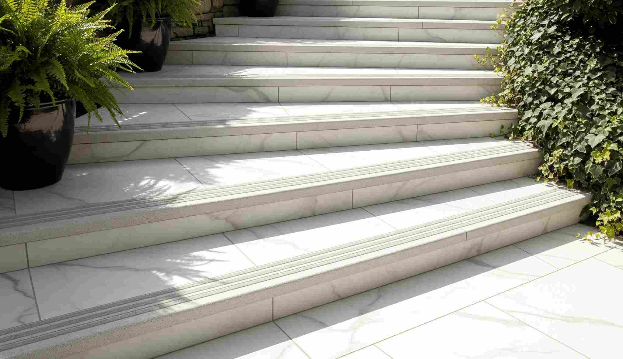 Outdoor Marble Stairs with Non-Slip Staircase Tiles