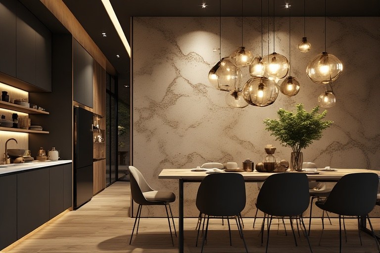 POP Panels Design for Wall in Kitchen and Dining