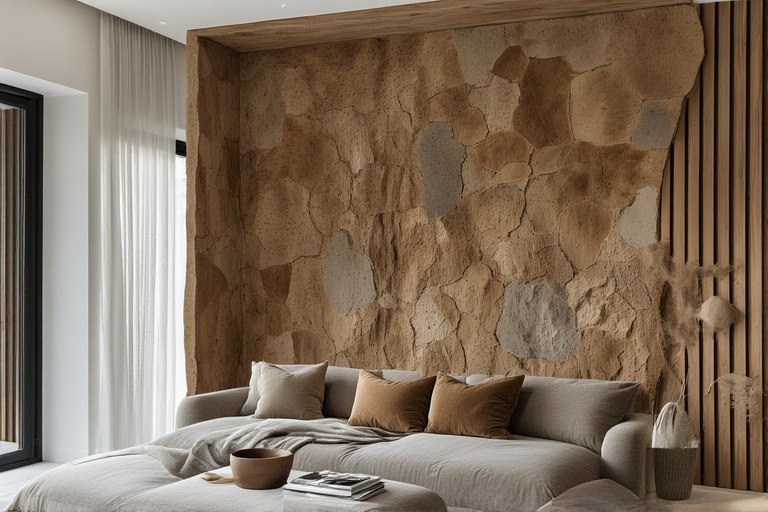 POP Wall Design Inspired by Wood and Stone