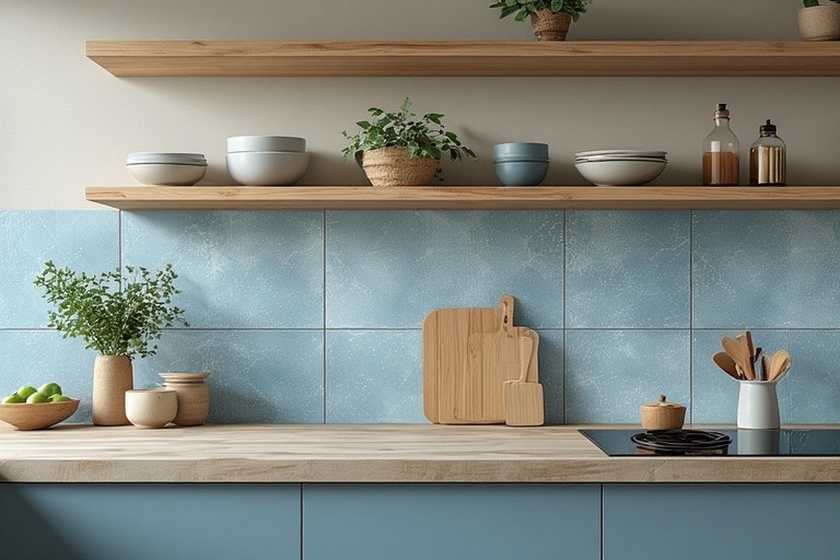 Pastel Blue – A Calm and Fresh Kitchen Wall Colour Choice
