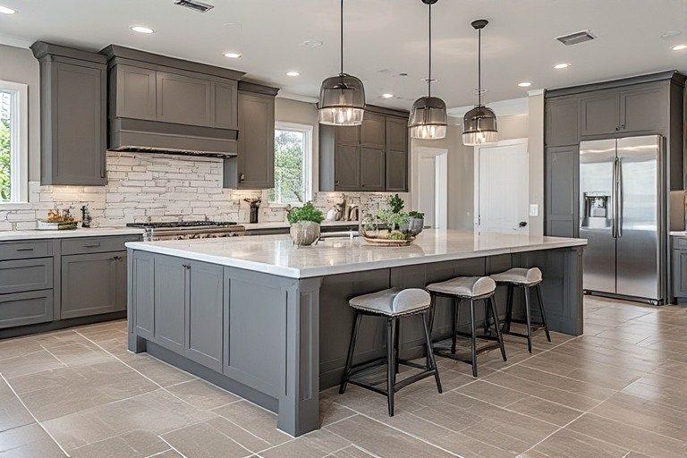 Peninsula kitchen design for extra space.