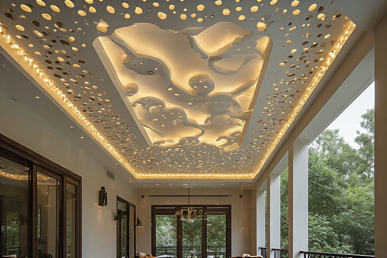 Porch Tiles with Perforated Lighting Effects