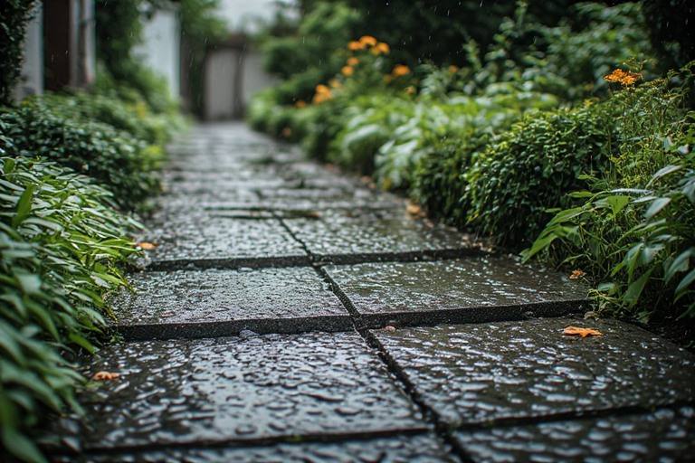 Sustainable permeable footpath tiles for eco-friendly rainwater management