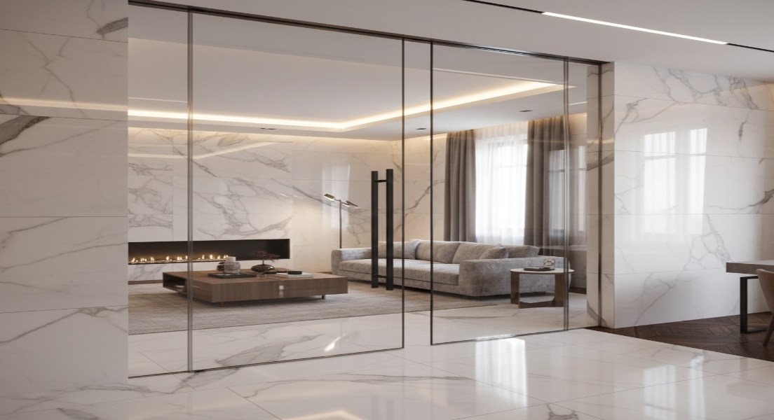 Pivot Glass Doors with Glass Panels