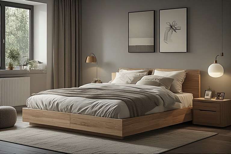 Small Bedroom Design with Platform Bed with Storage