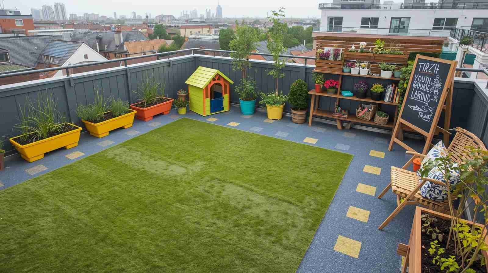 Playful Kid-Friendly Terrace Garden Design