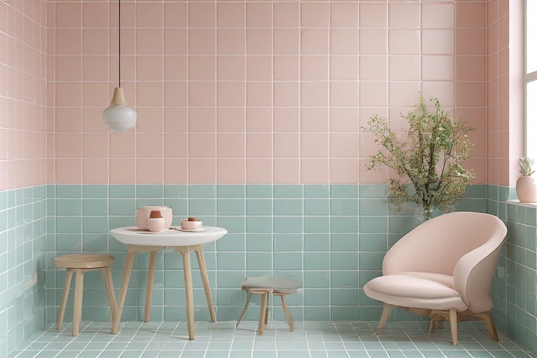 Playful pastel tile colours for home kids' rooms