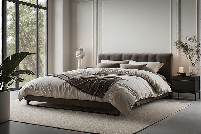 Plush bedding and upholstery in luxury bedroom interior design