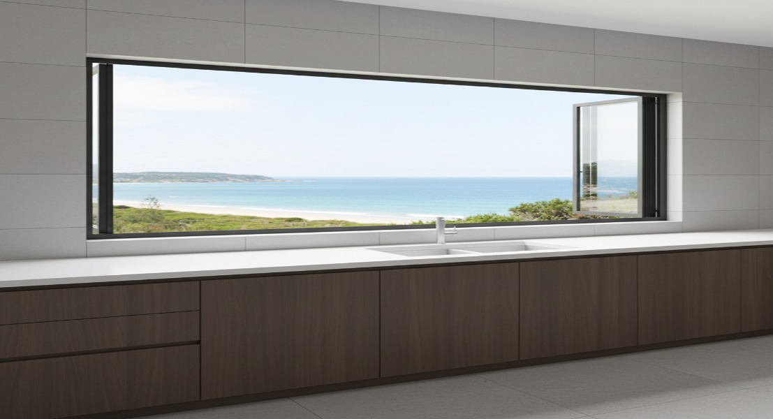 Pocket-Style Windows with Ceramic Tile Accent Walls