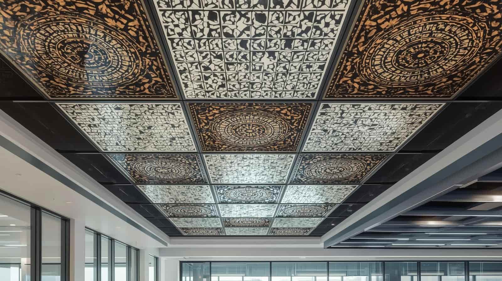 POP Ceiling with Decorative Tile Panels.