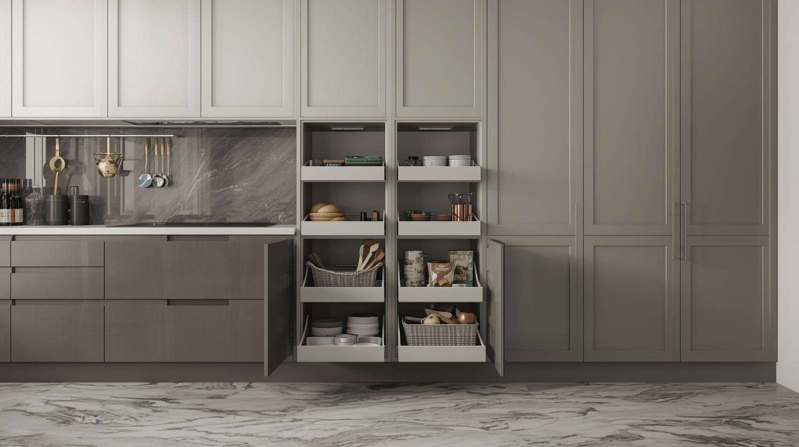 Pull-Out Tall Units for Groceries and Utensils