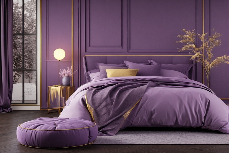 Purple and Metallic Gold Accents for Luxurious and Glamorous Interiors