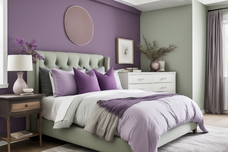 Purple and Sage Green for Calming and Natural Interior Design