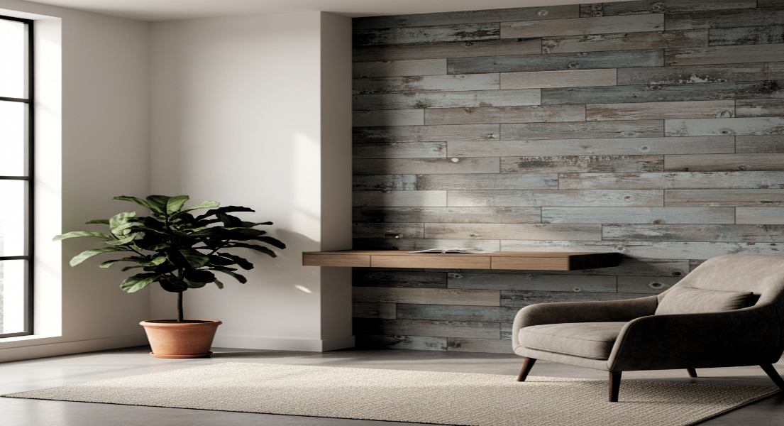 Reclaimed Wood look Tiles with Distressed Texture