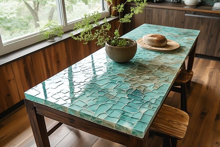 Recycled material kitchen table top